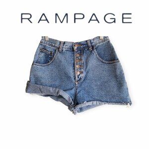 Vintage Rampage Denim Cutoff Shorts Y2K Midwash Button Fly Size 2
